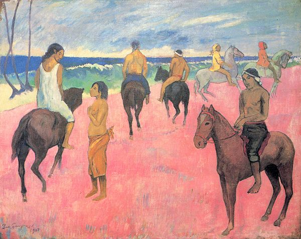 Araki is inspired by western art, such as this piece by Paul Gauguin which inspired him to use unusual colors in his own art.