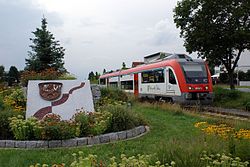 Vias van Bombardier Itino bij de uitgang van station Pfungstadt