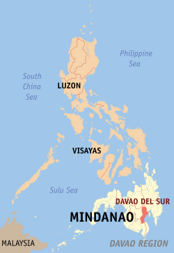 Mapa iti Filipinas a mangipakita ti pakasarakan iti Davao del Sur.