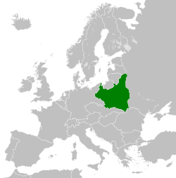 Map of the Second Polish Republic within Europe (1930)