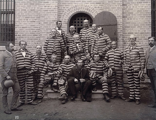Polygamists, including George Q. Cannon, imprisoned under the Edmunds–Tucker Act, at the Utah Penitentiary in 1889.