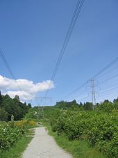 BC Hydro high voltage transmission lines in Coquitlam Powerlines-coq.jpg