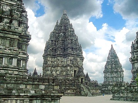 The 9th century Prambanan Shiva temple, the largest Hindu temple in Indonesia.