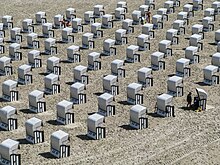 a grid of identical tents