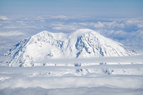 Aerial view of Mt. Rainier from the west