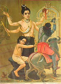 湿婆神保护马尔坎德亚（英语：Markandeya）