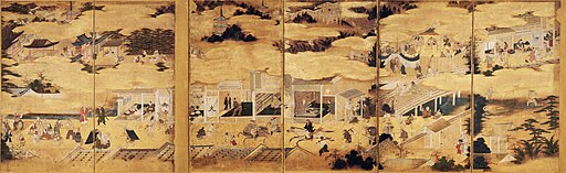 紙本著色洛中洛外図 六曲屏風,Rakuchu rakugai zu byobu (Fukuoka City Museum)