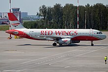 Former Red Wings Airlines Airbus A320-200 wearing the former livery Red Wings, VP-BWW, Airbus A320-232 (29370249517).jpg