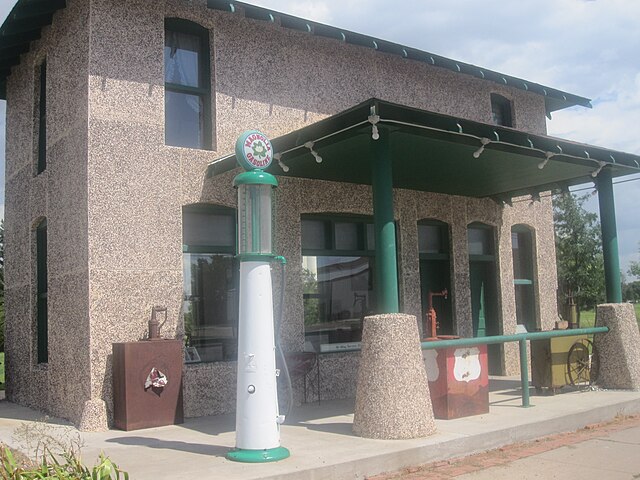Restored Magnolia gasoline station on U.S. Route 66.