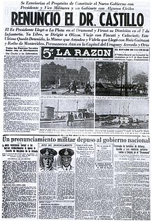 <span class="mw-page-title-main">1943 Argentine coup d'état</span> 1943 military coup of Argentine President Ramón Castillo