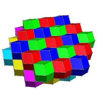 Rhombic dodecahedral honeycomb 6-color.gif