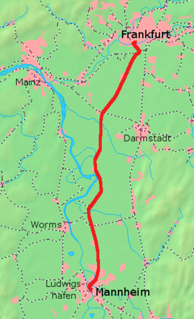 carte allemagne mannheim Ligne de Francfort à Mannheim — Wikipédia