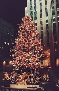 Rockefeller Center Christmas Tree public Christmas tree of note at the Rockefeller Center on the Manhattan Island in New York City, New York, USA