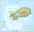 Rodrigues Island topographic labelled map (in french)