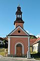 Čeština: Obec Rohozec v okrese Brno-venkov. Kaple sv. Cyrila a Metoděje s křížem. Čelní pohled od jihu. English: Rohozec, Brno-Country District, Czech Republic. Saints Cyril and Methodius chapel.