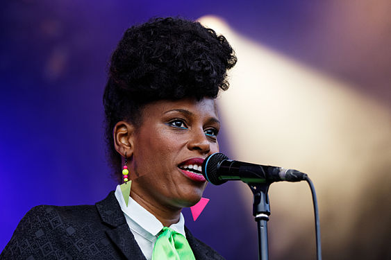 Sandra Nkaké en concert à Crozon lors du festival du Bout du Monde dans le Finistère, France, le 2 août 2013.