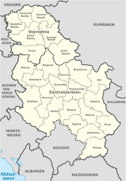 File:Serbia (Kosovo independent), administrative divisions (provinces+districts) - de - monochrome.svg