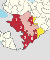 Seven occupied districts surrounding Nagorno-Karabakh (Numbered).png