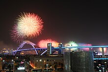 Fireworks at the Expo site Shanghai Expo opening-night fireworks.jpg