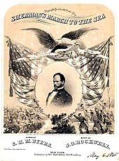 Sherman's March to the Sea was celebrated in music in 1865 with words by S.H.M. Byers and music by J.O. Rockwell. Sherman's March to the Sea - Project Gutenberg eText 21566.jpg