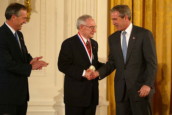 Sidney Pestka of Rutgers University, seen here receiving the National Medal of Technology.