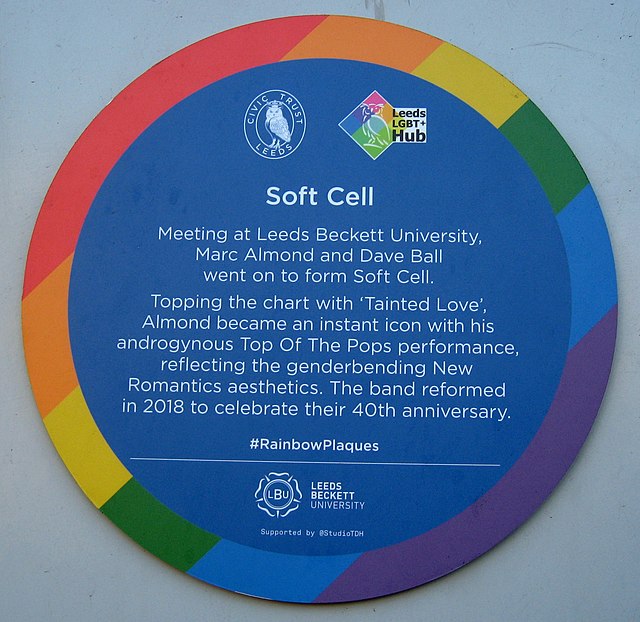 Plaque honouring Soft Cell at Leeds Beckett University (formerly Leeds Polytechnic)