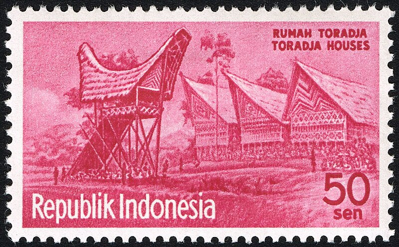 File:Stamp of Indonesia - 1961 - Colnect 260734 - Tourist - Toraja houses.jpeg