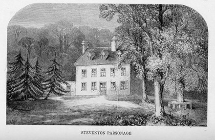 Steventon parsonage, as depicted in A Memoir of Jane Austen, was in a valley and surrounded by meadows.