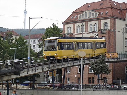 The Zahnradbahn arriving at its terminus in Marienplatz