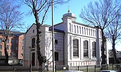 Norrköpings synagoga, sedd från Bråddgatan.