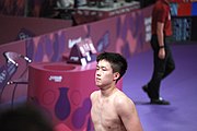 Deutsch: Beachhandball bei den Olympischen Jugendspielen 2018; Tag 4, 9. Oktober 2018; Mädchen, Finale – Tomokazu Harimoto (JPN) Vs Wang Chuqin (CHN) 1:4 English: Table tennis at the 2018 Summer Youth Olympics at 9 October 2018 – Girl's Singles Final – Tomokazu Harimoto (JPN) Vs Wang Chuqin (CHN) 1:4