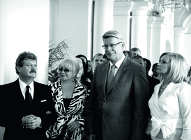 Борис и Инара Тетеревы с президентом ЛР Валдисом Затлерсом и его супругой Лилитой в Рундальском дворце, 2010 год