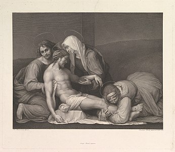 La Lamentation du Christ, gravure d'après Fra Bartolomeo (1841, Metropolitan Museum of Art).