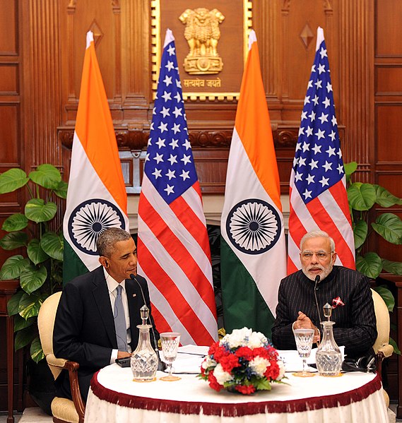 File:The Prime Minister, Shri Narendra Modi and the US President, Mr. Barack Obama recording the special episode of “Mann ki Baat”, in New Delhi on January 27, 2015 (1).jpg