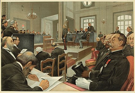 Winter supplement (23 November 1899); double print: caricature of the trial of Dreyfus