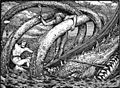 Illustratie bij Hymiskviða; Thor vist, The Elder or Poetic Edda; commonly known as Sæmund's Edda, W.G. Collingwood, 1908
