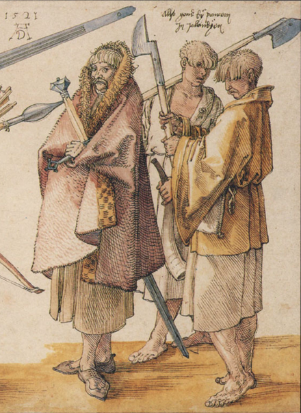 Three "wild" Irish kerns by Albrecht Dürer (1521)