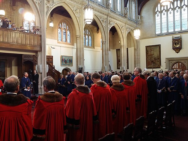 Aldermen (robed in scarlet) at Guildhall