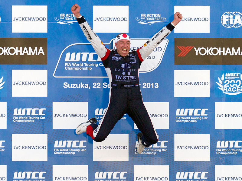 File:Tom Coronel jumping on the podium 2013 WTCC Race of Japan.jpg