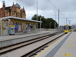 Trafford Park, tramvajová zastávka Village.jpg