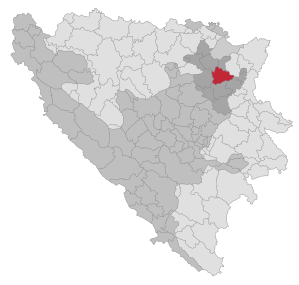 Locatie van de gemeente Tuzla in Bosnië en Herzegovina (klikbare kaart)