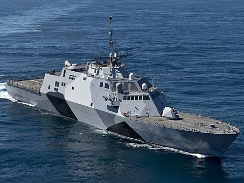 USS Freedom (LCS-1), a littoral combat ship from Lockheed Martin and Marinette Marine Corporation and the lead ship of her class