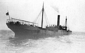 USS Californian sinking in the Bay of Biscay on 22 June 1918 after striking a naval mine. USS Californian (1900) sinking in the Bay of Biscay.jpg