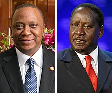 President Uhuru Kenyatta (left) and former Prime Minister Raila Odinga (right) Uhuru Kenyatta and Raila Odinga.jpg