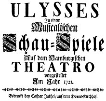 Textblatt der Oper Ulysses von Johann Gottfried Vogler, Hamburg 1721