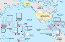 Current territories of the United States after the Trust Territory of the Pacific Islands was given independence in 1994 United States (+overseas), administrative divisions - en - colored (zoom).svg