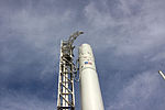 Upper arms of the Launch and erection tower open after erection.jpg