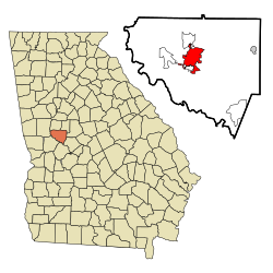 Upson County Georgia Incorporated and Unincorporated areas Thomaston Highlighted.svg