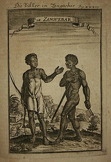 Zanzibarians seen in 1685 by Alain Manesson Mallet View of Zanzibarians, 1685.jpg