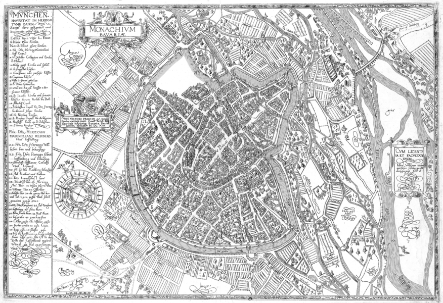 Stadtplan Münchens von Tobias Volckmer, 1613